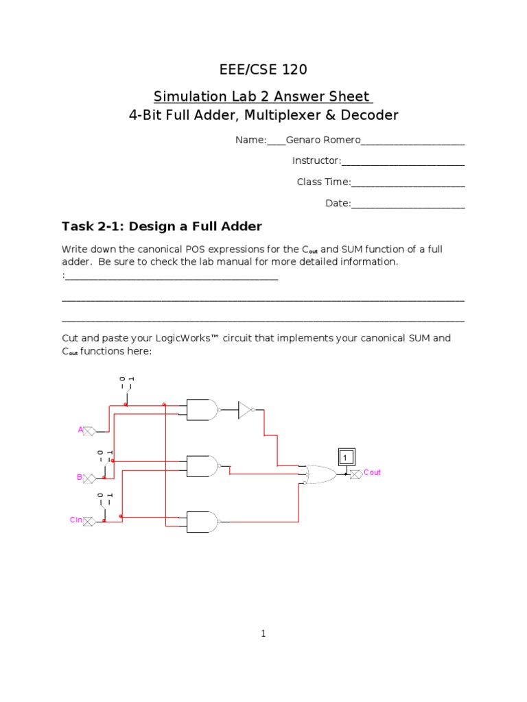 Simulation Lab 2 Template | PDF | Computer Engineering | Computing