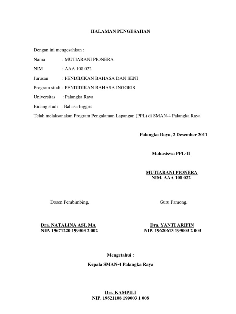 Laporan Ppl Pengesahan