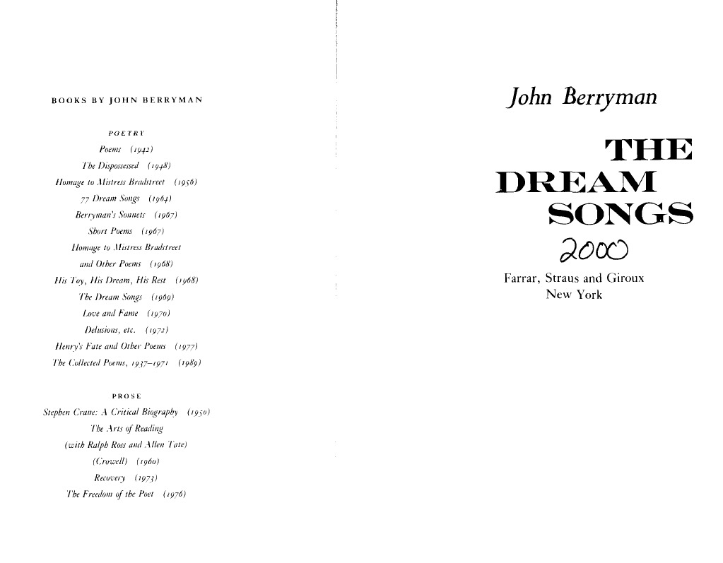 Dream Songs John Berryman