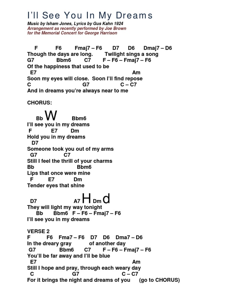 Ill See You In My Dreams Pdf For Video Lesson