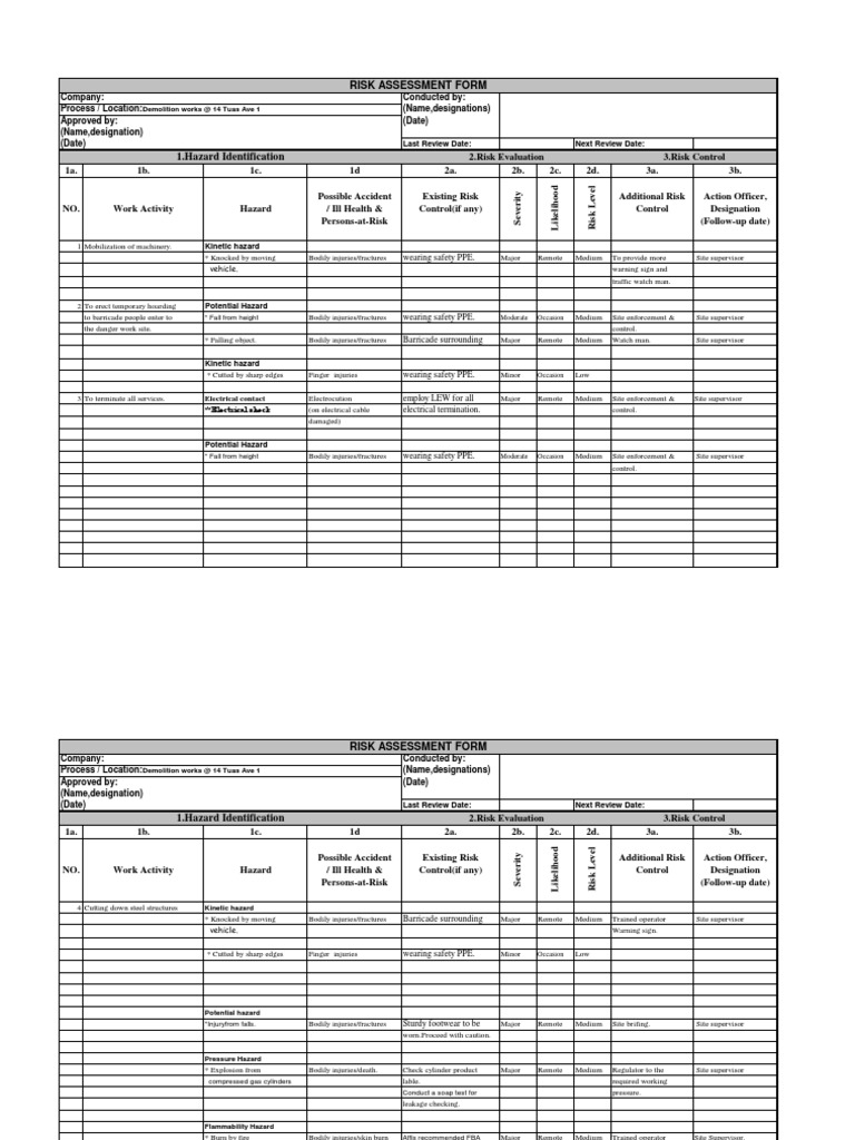 Demolition Risk Assessment at Tuas Ave 1 | PDF | Personal Protective ...