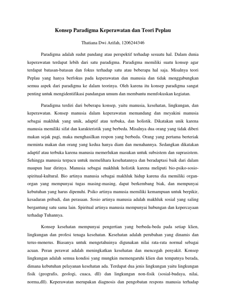 Konsep Paradigma Keperawatan Dan Teori Peplau
