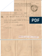 May 1943.  Telegram Telegraph from Pinxton, England to Mombasa, Kenya.