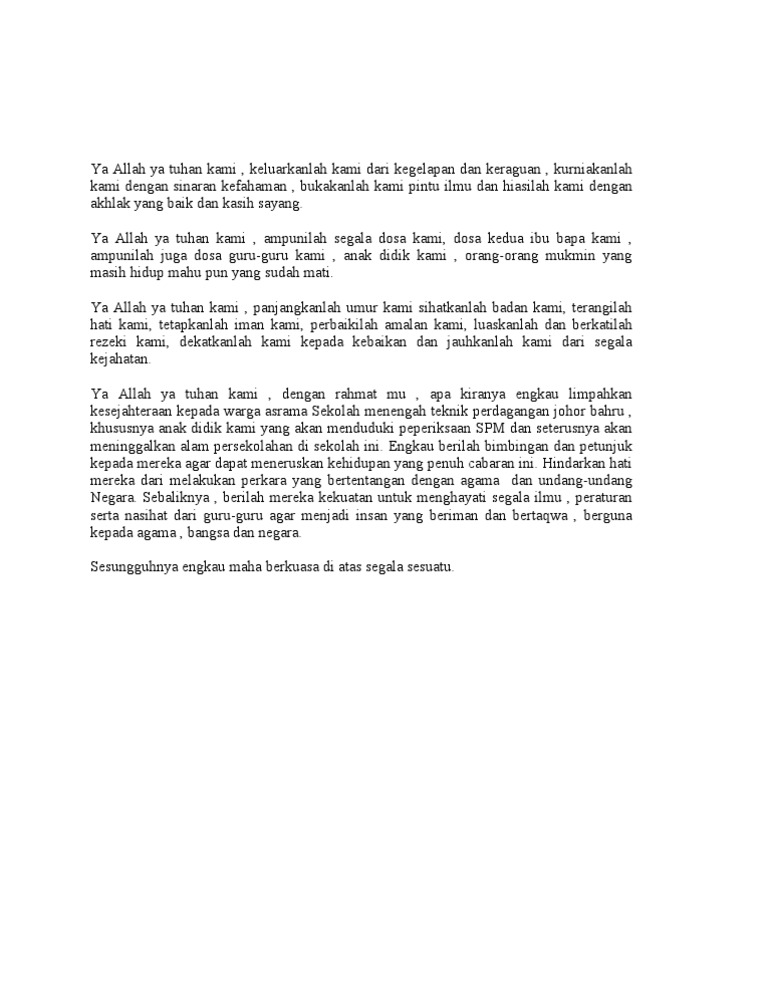 doa majlis jamuan akhir tahun
