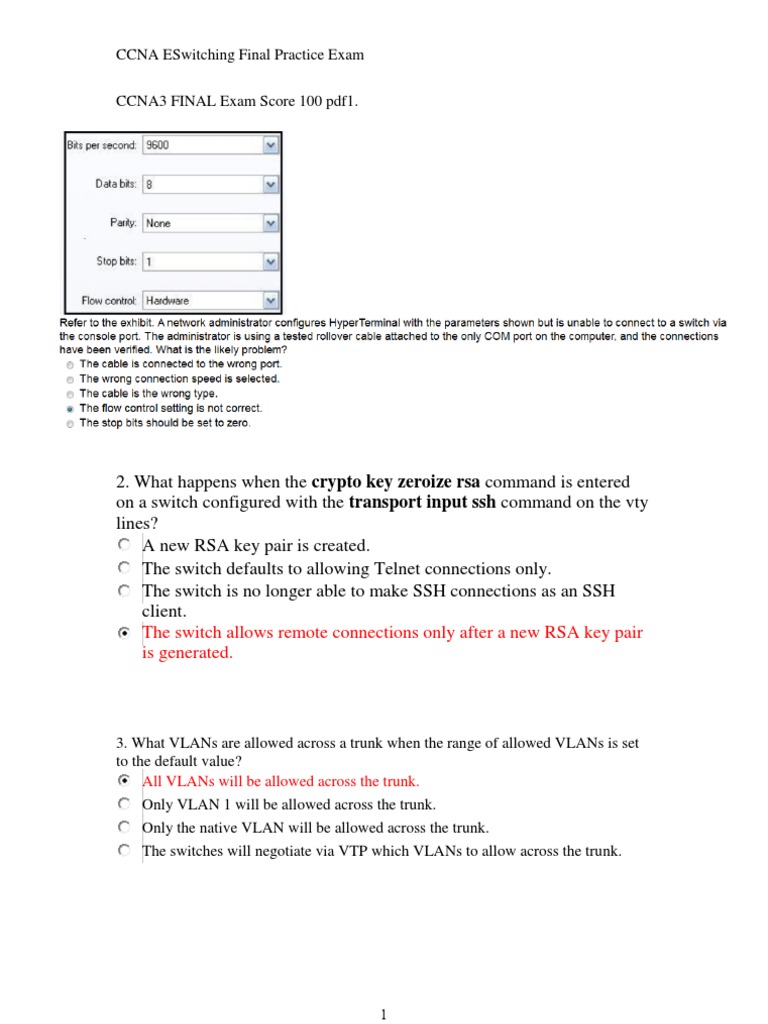 CCNA 3 ESwitching Practice Final Exam V 4 0 | PDF | Network Switch ...