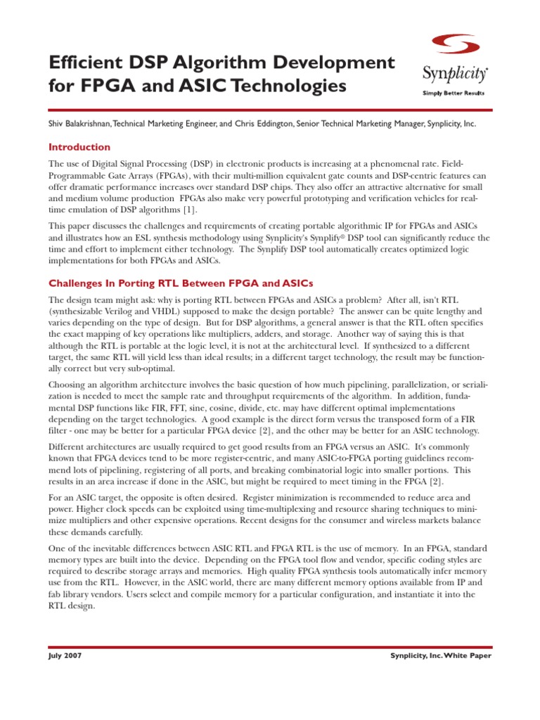 Synplicity Efficient DSP | PDF | Field Programmable Gate Array ...