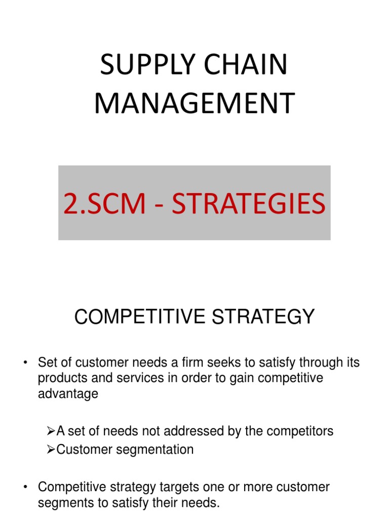 Supply Chain Strategies PDF Supply Chain Strategic Management