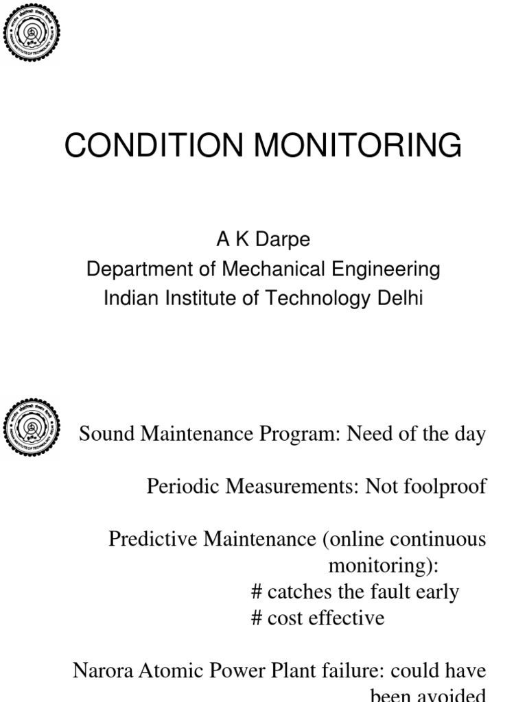 Condition Monitoring PDF Bearing (Mechanical) Electrical Engineering
