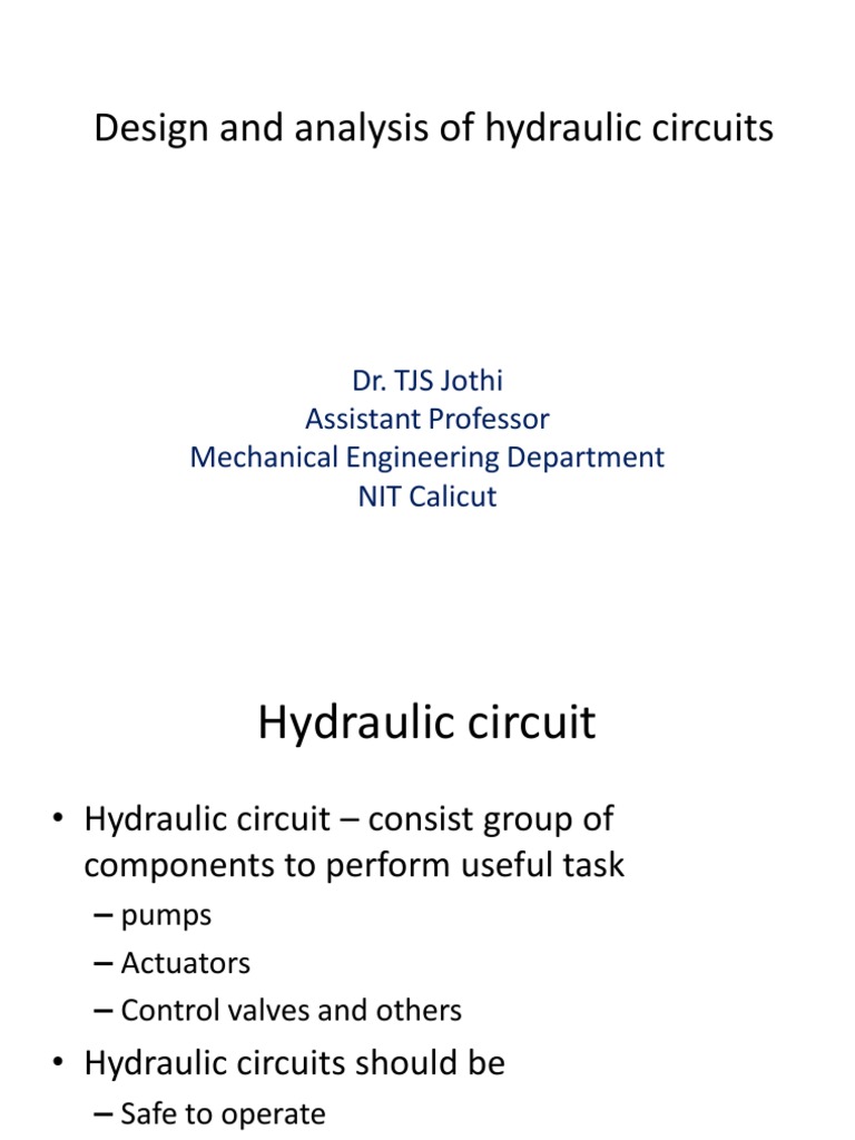 Hydraulic Circuit Design and Analysis | PDF | Cylinder (Engine) | Pump