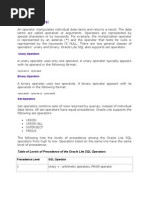 Operators of SQL