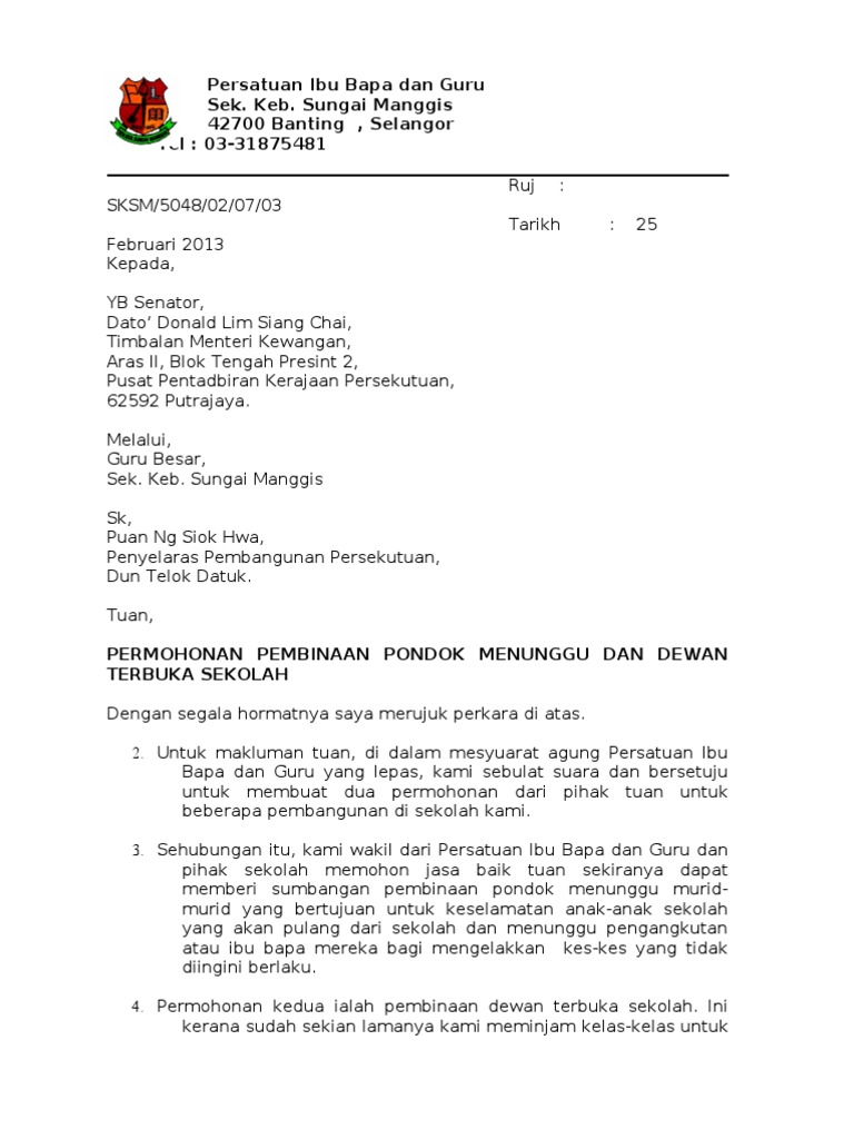 Contoh Ayat Surat Rasmi Dua Tarikh