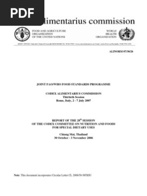 Codex Alimentarius Dietary Fiber Nutrition - 