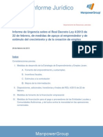 Informe de Urgencia Sobre El Real Decreto Ley 4/2013