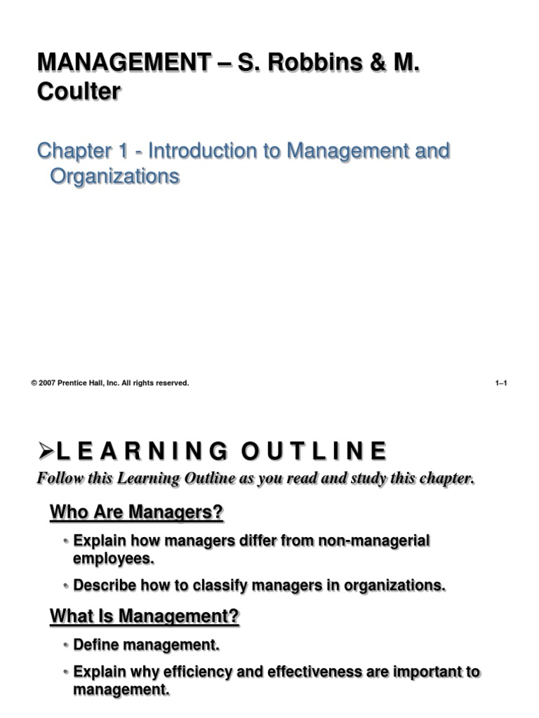 Chapter 1 - Intro To Management and Organization | PDF | Competence ...