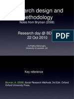 Research Design and Methodology: Research Day at BDRA 22 Oct 2010