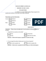 Questionaire For English Assigement Matriculation