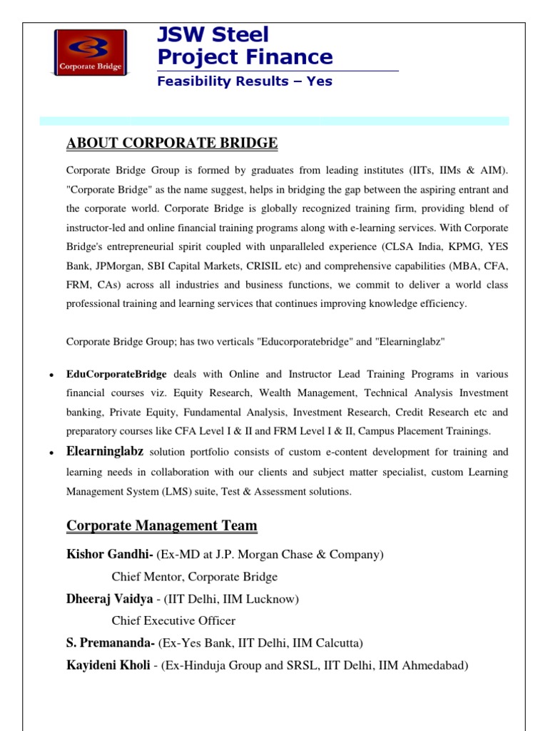 Summer Internship Project PDF Project Finance Business