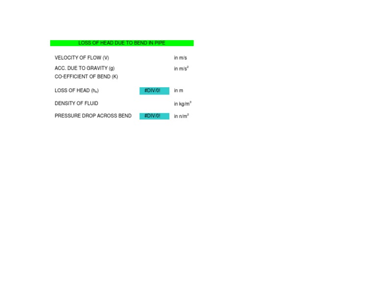 Pressure Drop Due To Bend | PDF | Home & Garden | Science & Mathematics