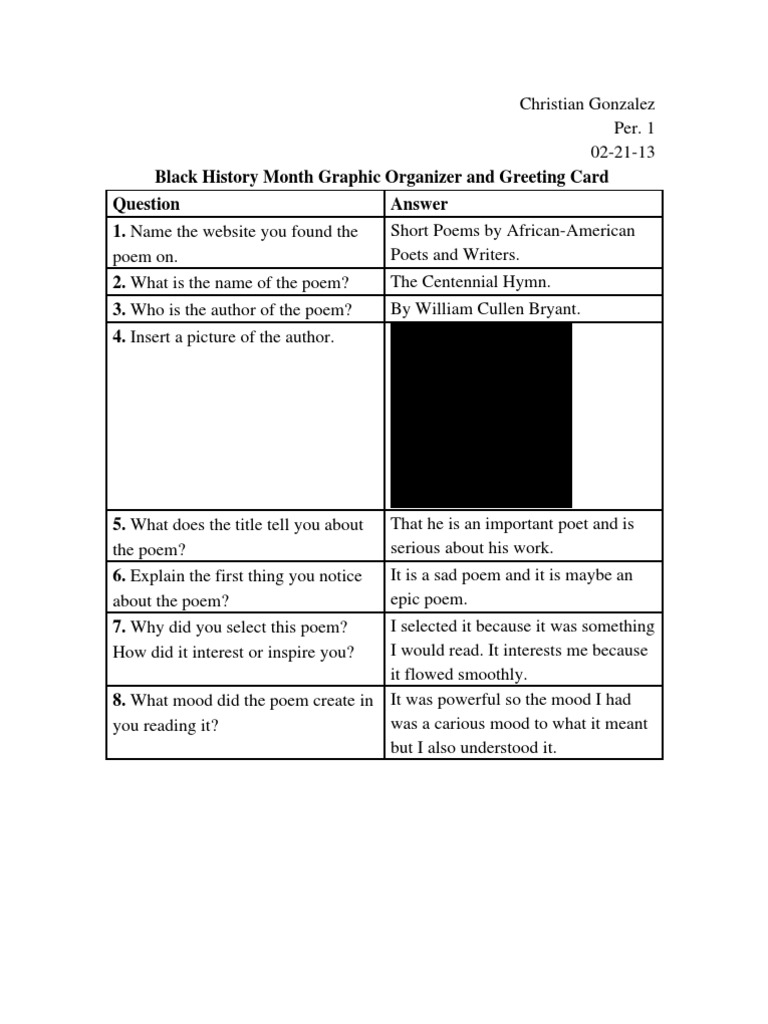 Black History Month Poem Analysis | PDF | History