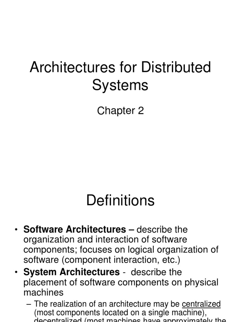 Architectures For Distributed Systems | PDF | Peer To Peer | Client ...