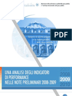 Una Analisi Degli Indicatori Di Performance Nelle Note Preliminari 2008 2009