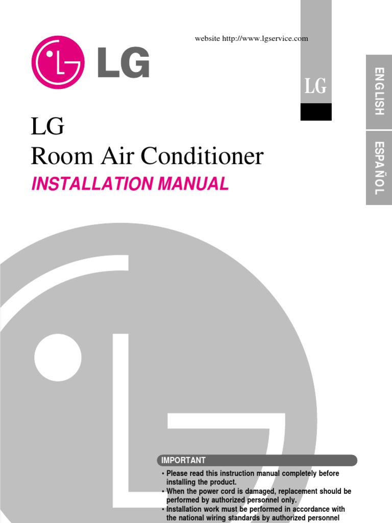 LG Room Air Conditioner Installation Manual PDF Leak Valve