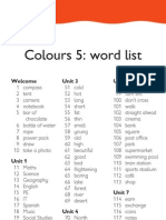 Colours 5: Word List: Welcome Unit 3 Unit 6