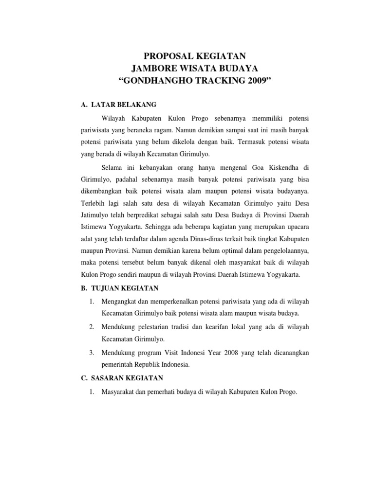 Contoh Proposal Kegiatan Budaya