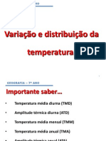 Variação Distribuição Temperatura