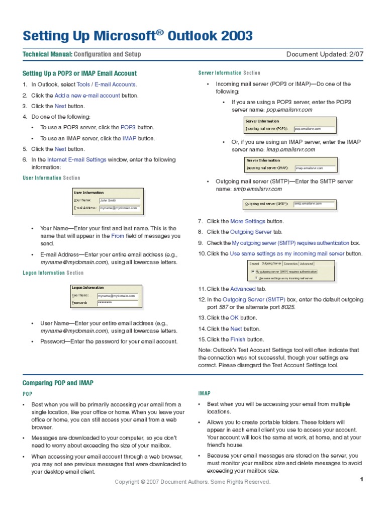 Correo Corporativo en Outlook 2003 | PDF