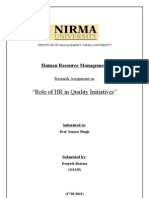 Role of HR in Quality Initiatives
