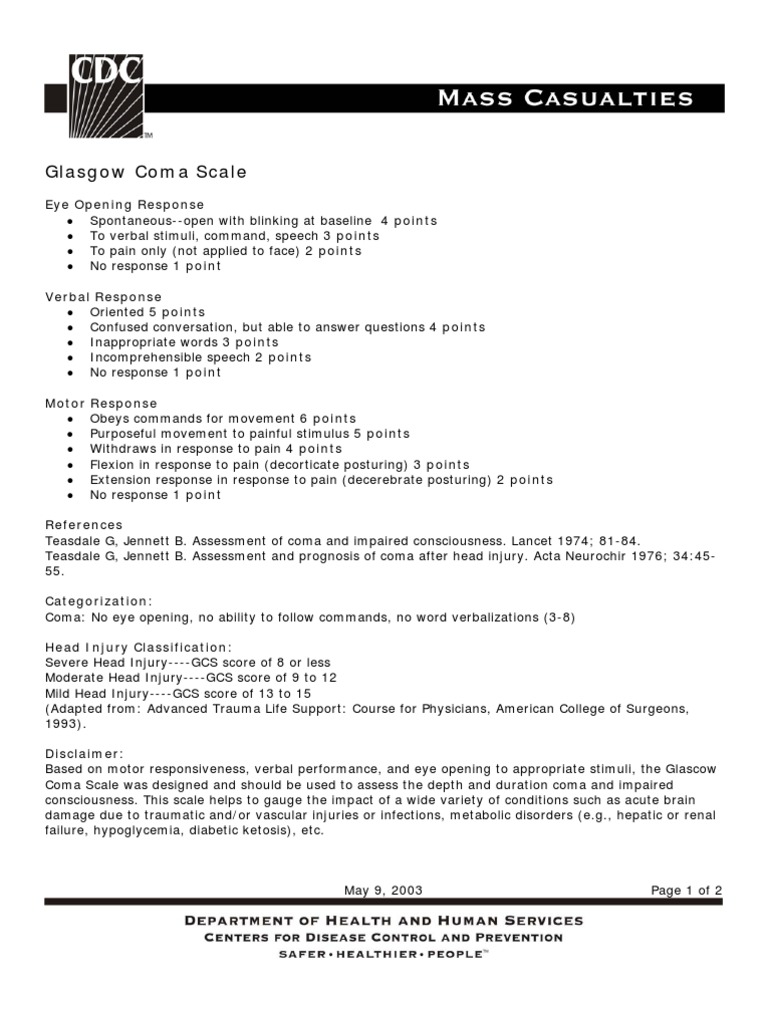 Glasgow Coma Scale Overview and Scoring | PDF | Coma | Pain