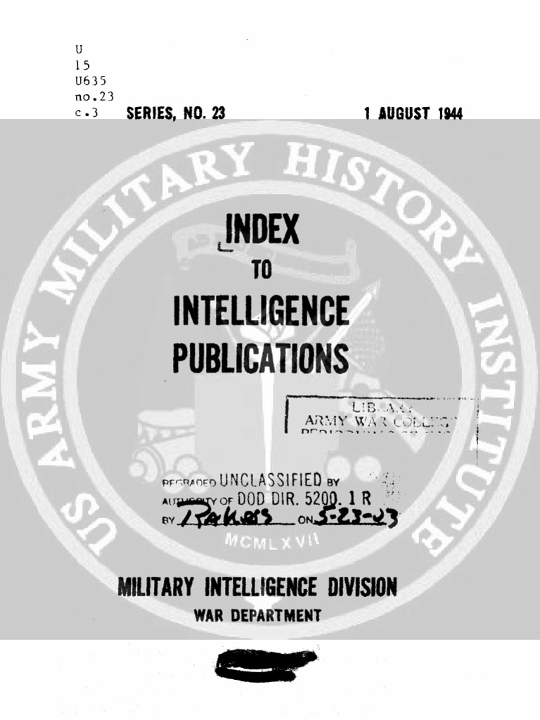 Index To Intelligence Publications | PDF