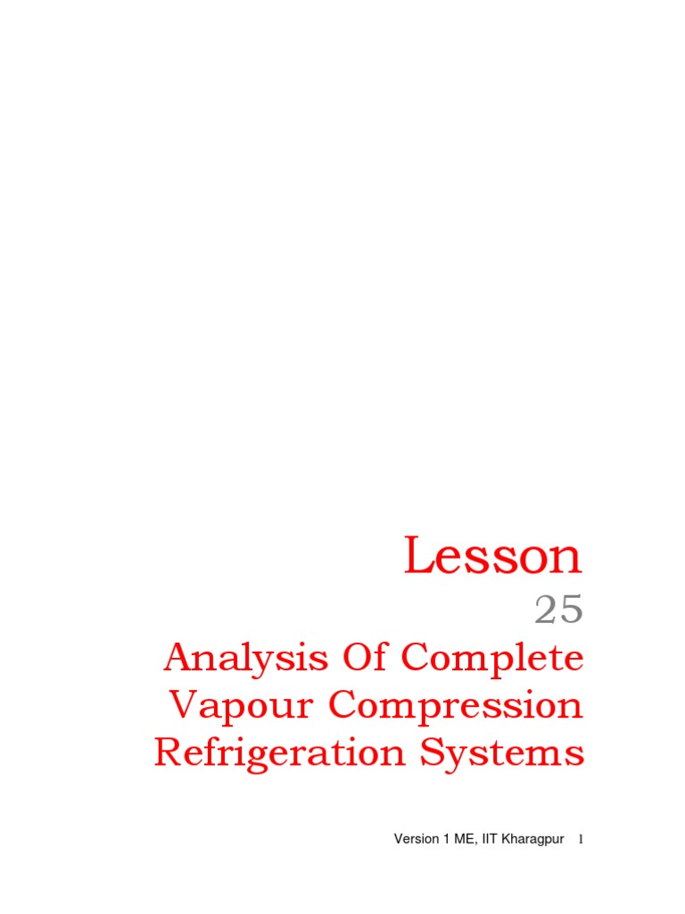 25 Analysis of Complete Vapour Compression Refrigeration Systems | PDF