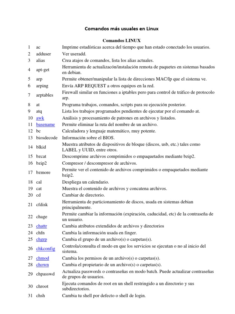 Comandos Más Usuales en Linux | PDF | Archivo de computadora | Sistema ...