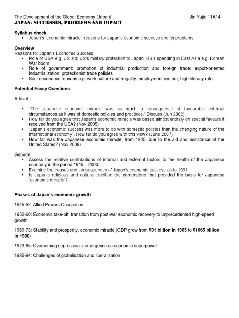 Japan's Economic Miracle: Successes and Challenges | PDF | Economic ...