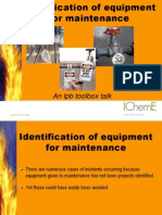 Identification of Equipment For Maintenance