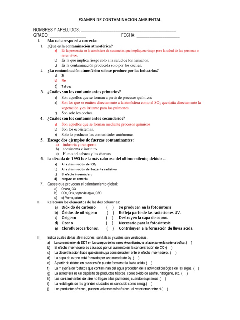 EXAMEN DE CONTAMINACION AMBIENTAL.pdf Pollution Carbon