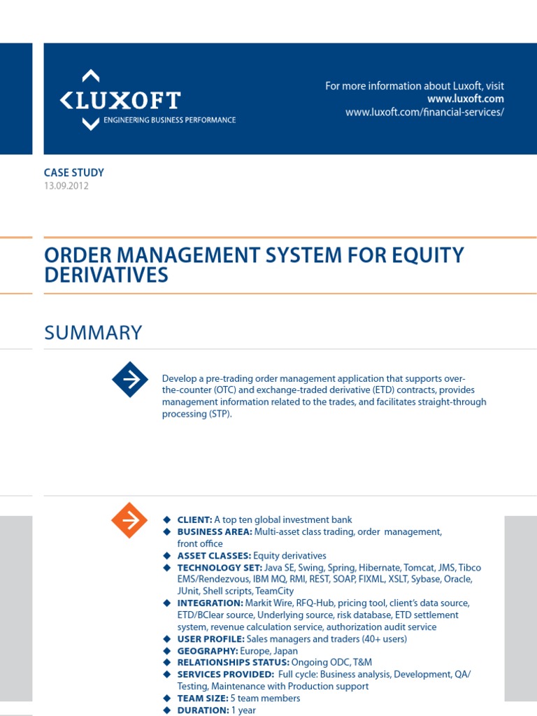 Case Study Order Management System Banking Luxoft For Top10global ...