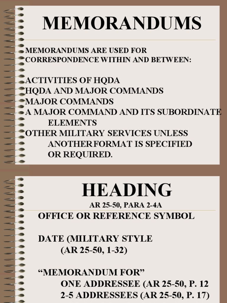Army Memorandum Writing Guidelines | PDF