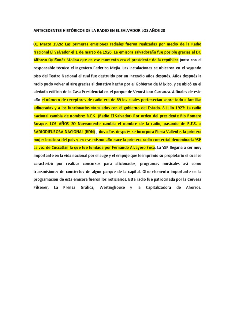 Radio en El Salvador PDF Radio Radiodifusión
