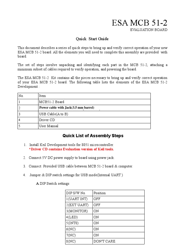 ESA MCB 51-2 Quick Start Guide | PDF | Usb | Device Driver