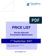 Preventative Maintenance Price List for Air Compressor Parts and Services