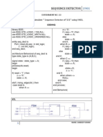 Sequence Detector: Experiment No: 10 Activity: To Design and Simulate ' Sequence Detector of 101'' Using VHDL