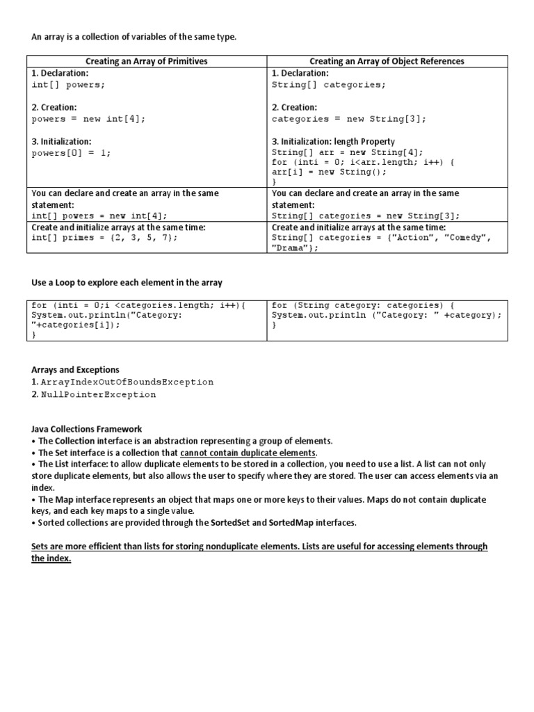 Collections PDF Array Data Type Computer Programming