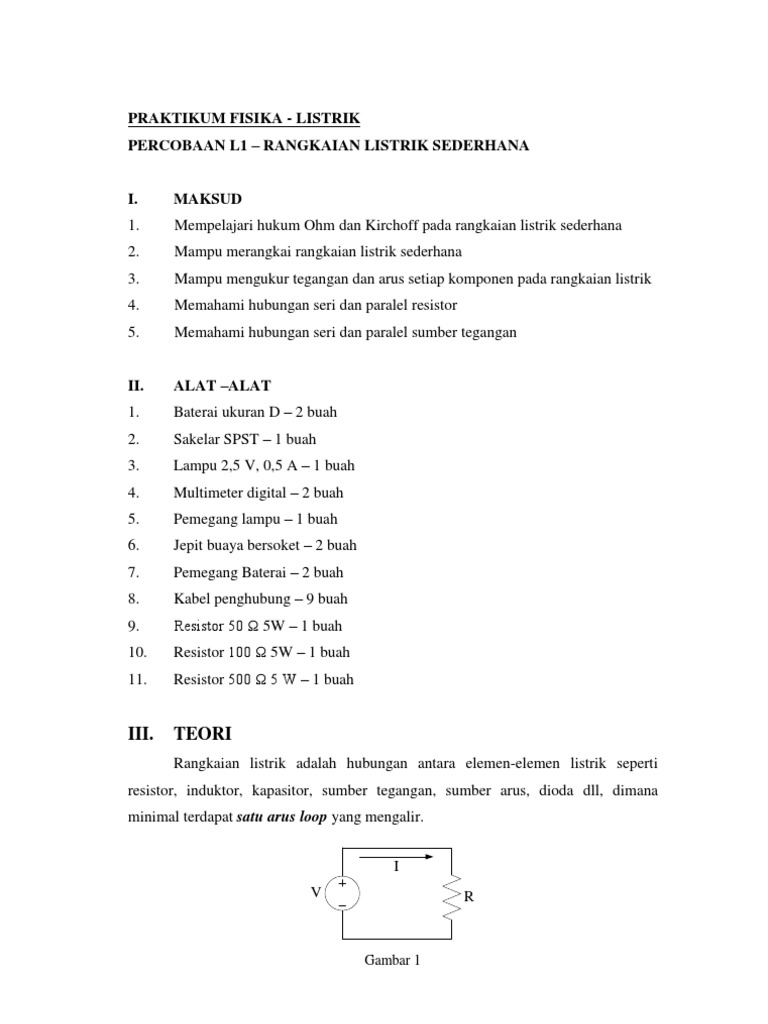 Laporan rangkaian listrik sederhana Laporan rangkaian listrik sederhana