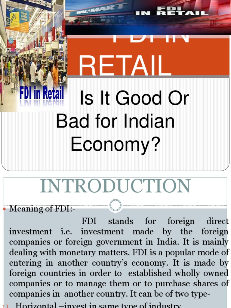 Fdi in Retail: Is It Good or Bad For Indian Economy? | PDF | Foreign ...