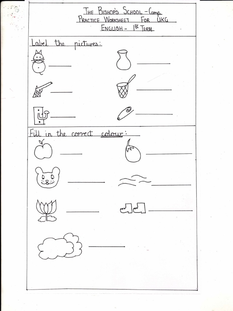 ukg english worksheet pdf