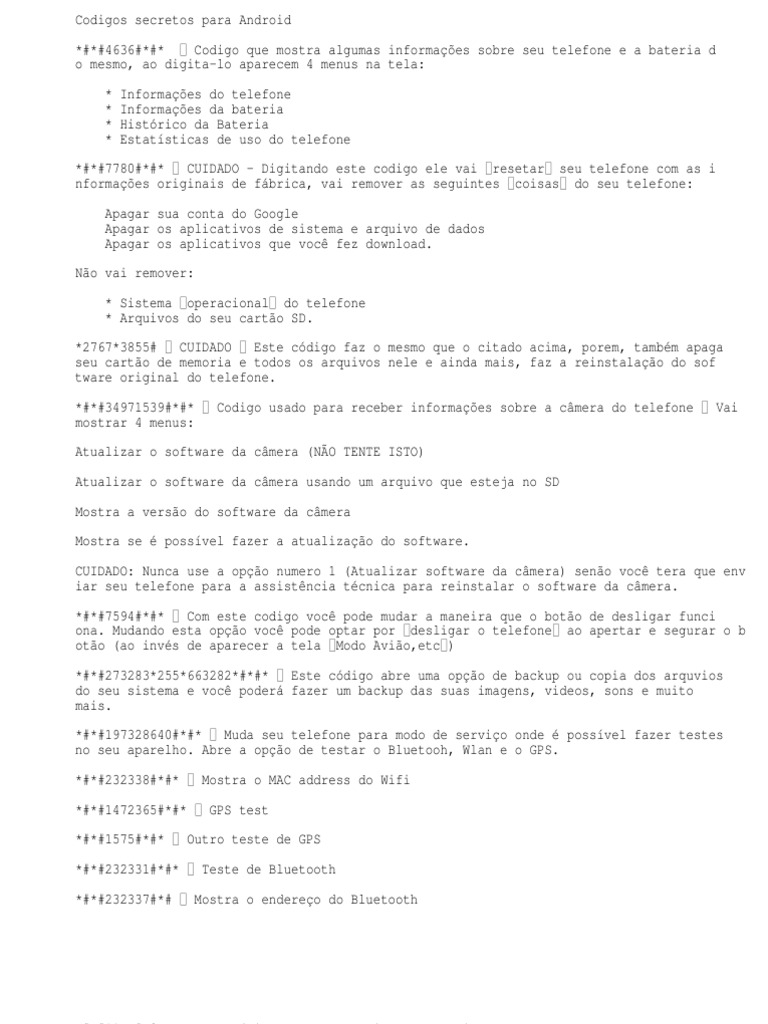 49 códigos secretos muito úteis no Android - TecMundo