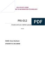 COL-270-071-22938 Introduction To Nformation Echnology: Create and Use A Better Password